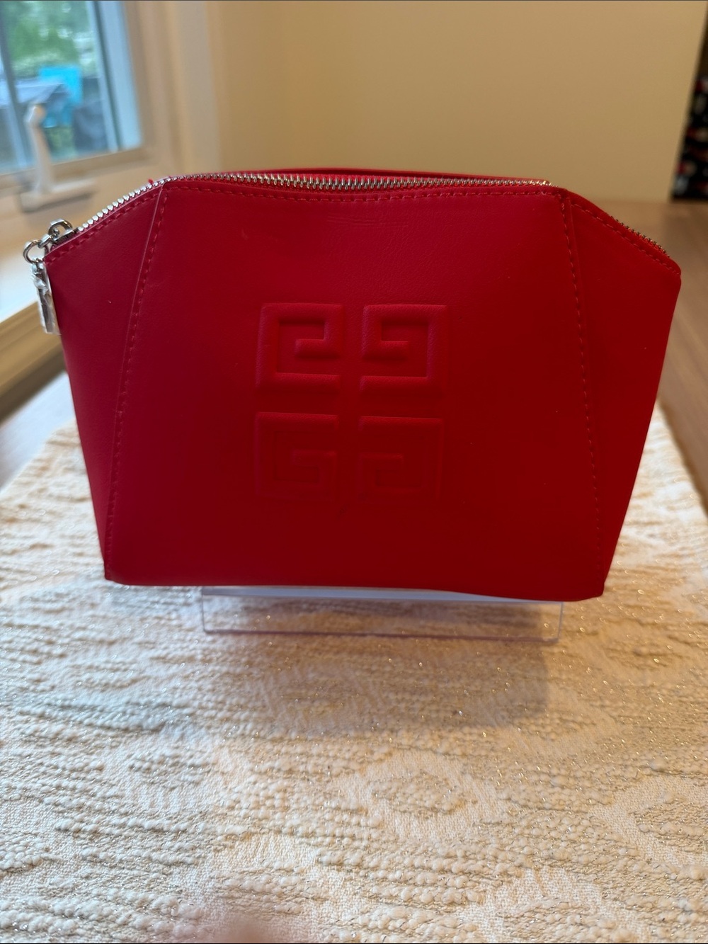 Givenchy Red Embossed Parfums Cosmetic Pouch